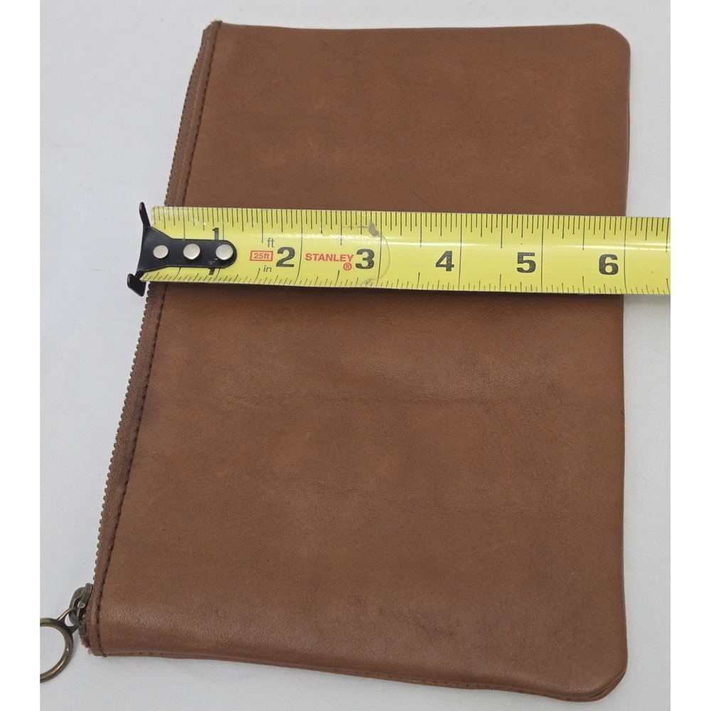 Madewell F6966 Leather Pouch Clutch English Saddle Brown Zip Wallet 9x6 - Picture 8 of 8